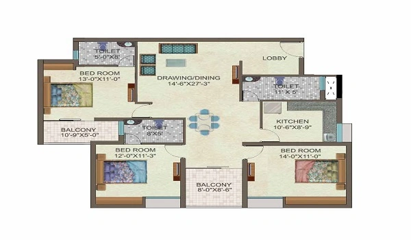 Featured Image of Arvind Lakeview 3 BHK Apartment Floor Plan