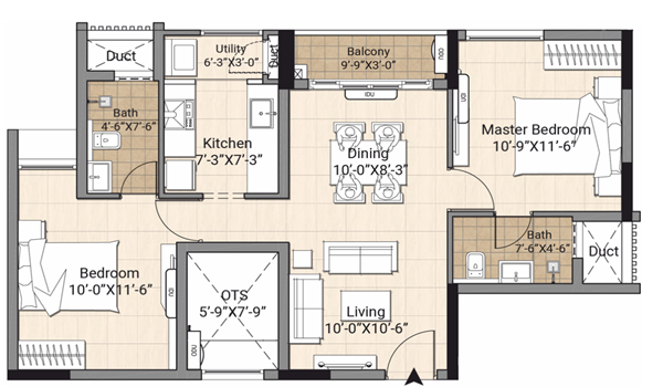 Arvind Lakeview 2.5 BHK Floor Plan
